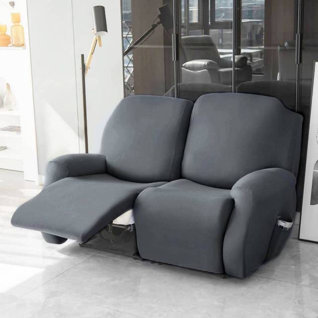 Funda sillon reclinable 2 cuerpos lisa gris