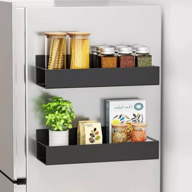 Estante magnetico para heladera negro 2 unidades