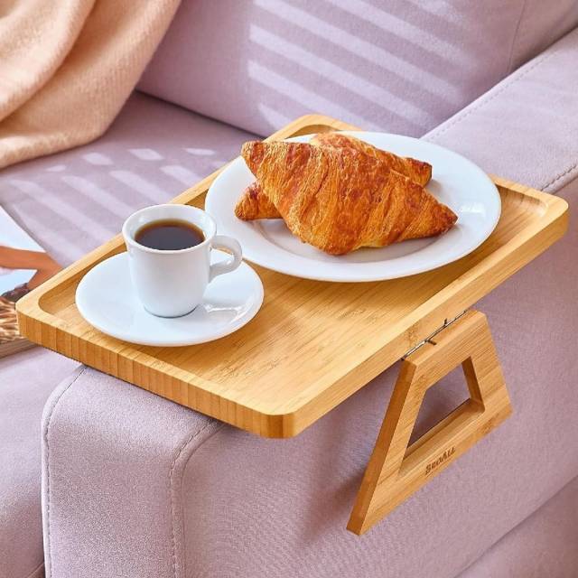 Bandeja soporte posa vasos para sillon de bambu