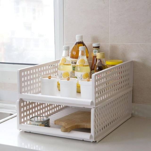 Estante cajonera plegable y apilable de plstico cocina bao chico