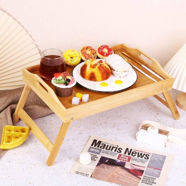 Mesa bandeja de desayuno plegable de bambu